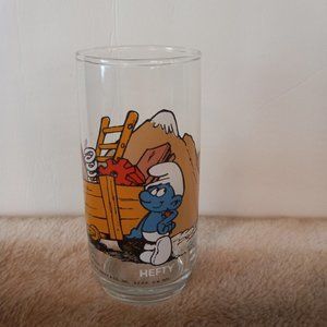 Vintage Hefty Smurf Promotional Beverage Glass 1982 Wallace Berrie Peyo